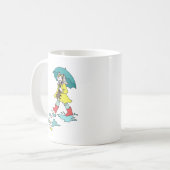 Rainy Day Red Galoshes met Duck & Umbrella Koffiemok (Voorkant links)