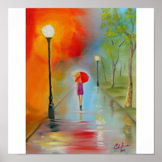 RAINY DAY RED UMBRELLA POSTER (Voorkant)