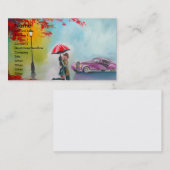 RAINY DAY RED UMBRELLA ROMANTIC COUPLE VISITEKAARTJE (Voorkant / Achterkant)