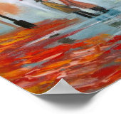 Rainy day Red umbrella trams schilderen Poster (Hoek)