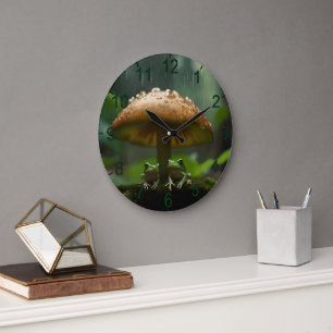 Rainy Day Refuge: Kikkers schuilen onder paddensto Grote Klok