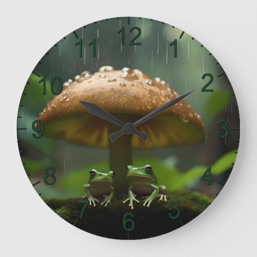 Rainy Day Refuge: Kikkers schuilen onder paddensto Grote Klok (Voorkant)