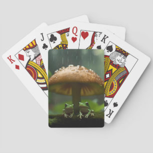 Rainy Day Refuge: Kikkers schuilen onder paddensto Pokerkaarten