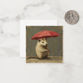 Rainy Day Revelry: Tijdschrift met Speelse Opossum Notitiekaartje (Voorkant / Achterkant in situ)