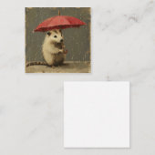 Rainy Day Revelry: Tijdschrift met Speelse Opossum Notitiekaartje (Voorkant / Achterkant)