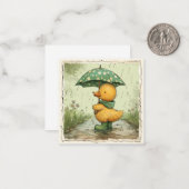 Rainy Day Roundup: Schattige eendgroeten Notitiekaartje (Voorkant / Achterkant in situ)
