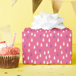Rainy Day Roze Paarse White Raindrops Patroon Cadeaupapier