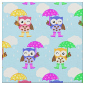Rainy Day School Owl Fabric Stof (Close Up)