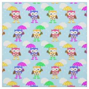 Rainy Day School Owl Fabric Stof