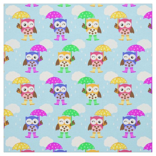 Rainy Day School Owl Fabric Stof (Swatch)