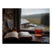 Rainy Day Tea and Book Window Perfect Poster (Voorkant)