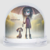 Rainy Day Teckel Anime Sneeuwbol (Achterkant)