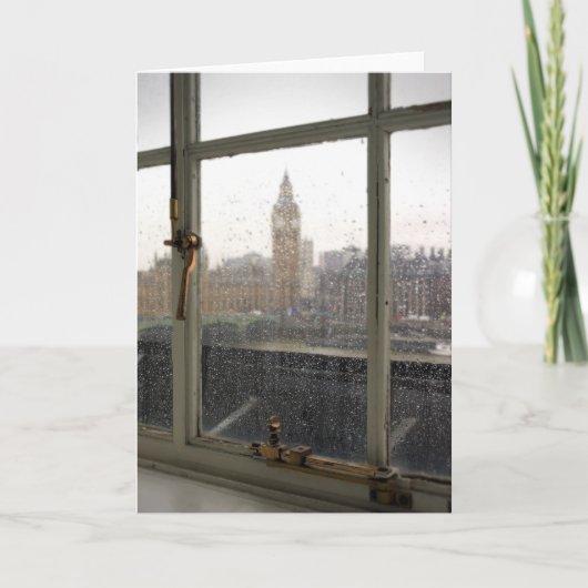 Rainy Day Uitzicht op de Big Ben - Londen Wenskaar Kaart (Voorkant)