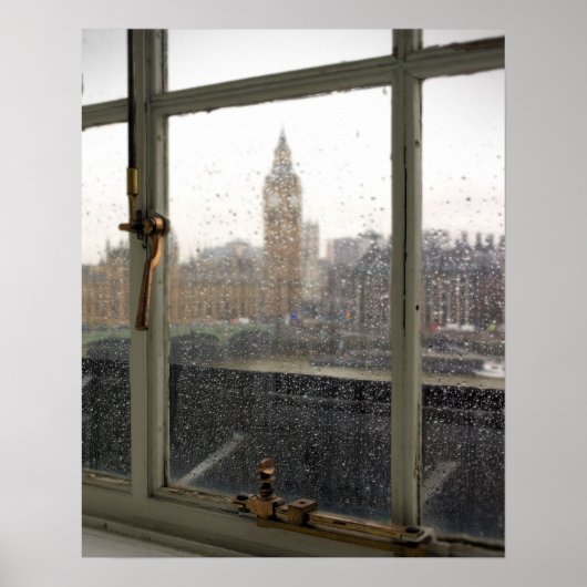 Rainy Day Uitzicht over Big Ben - London Poster (Voorkant)