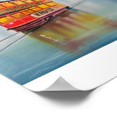 RAINY DAY UMBRELLA ROMANTIC COUPLE TRAM POSTER (Hoek)