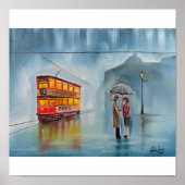 RAINY DAY UMBRELLA ROMANTIC COUPLE TRAM POSTER (Voorkant)