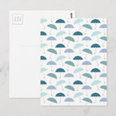 Rainy Day Umbrellas Pattern in Blues Briefkaart (Voorkant / Achterkant)