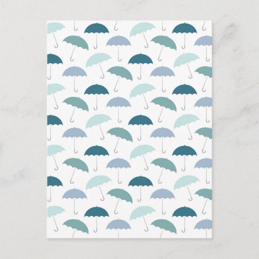 Rainy Day Umbrellas Pattern in Blues Briefkaart (Voorkant)