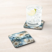 Rainy Day Waterverf Mountain Lake Rustic Boho Bier Onderzetter (Rechterzijde)