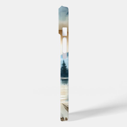 Rainy Day Waterverf Mountain Lake Rustic Boho Case-Mate iPhone Case (Achterkant / Links)