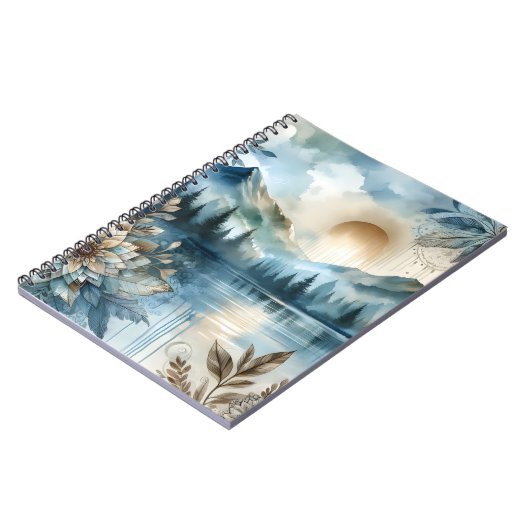 Rainy Day Waterverf Mountain Lake Rustic Boho Notitieboek (Linkerzijde)