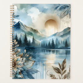 Rainy Day Waterverf Mountain Lake Rustic Boho Planner