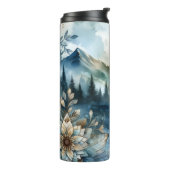 Rainy Day Waterverf Mountain Lake Rustic Boho Thermosbeker (Gedraaid links)