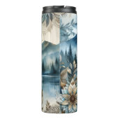 Rainy Day Waterverf Mountain Lake Rustic Boho Thermosbeker (Achterkant)
