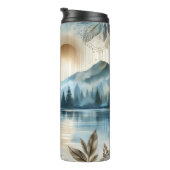 Rainy Day Waterverf Mountain Lake Rustic Boho Thermosbeker (Geroteerd rechts)