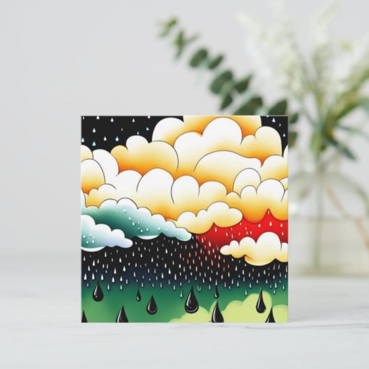 Rainy Days Feestdagenkaart (Staand voorkant)
