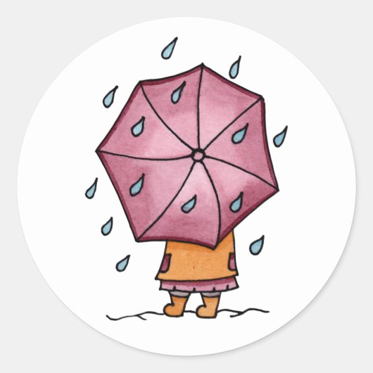 Rainy Days Ronde Sticker (Voorkant)