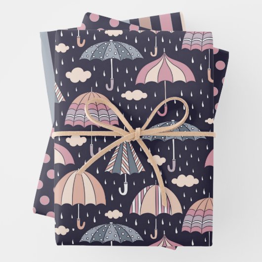 Rainy Days Umbrella Wrapping Paper Set (In situ)