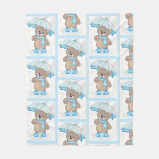 Rainy Daze Teddy Bear Fleece Deken (Voorkant)