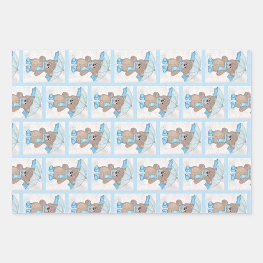 Rainy Daze Teddy Bear Inpakpapier Vel (Voorkant 2)