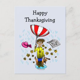 Rainy en windy day. Happy Thanksgiving Briefkaart