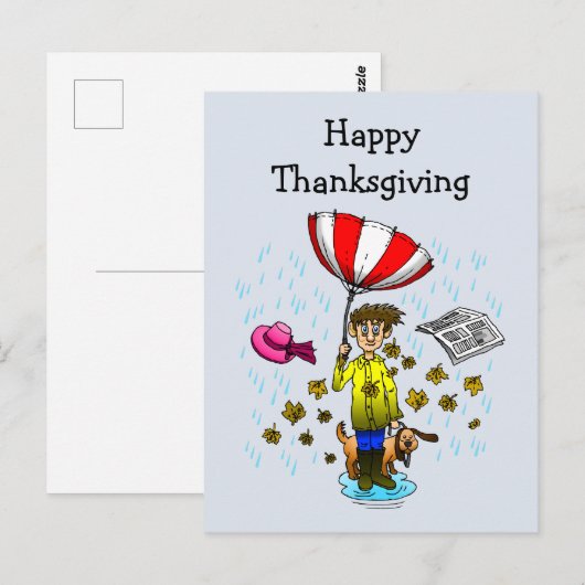 Rainy en windy day. Happy Thanksgiving Briefkaart (Voorkant / Achterkant)