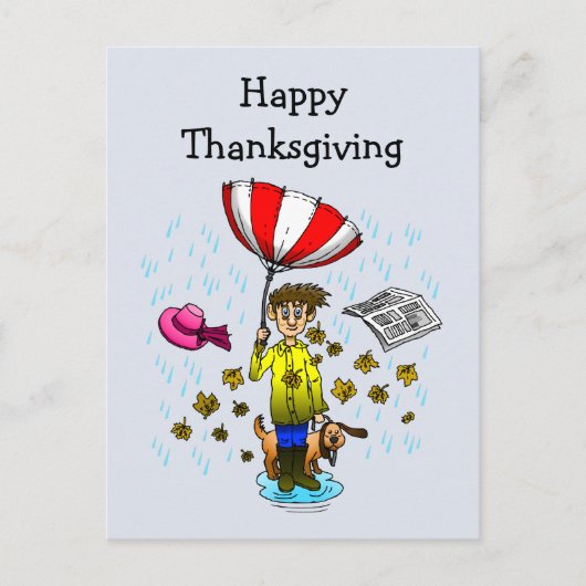 Rainy en windy day. Happy Thanksgiving Briefkaart (Voorkant)
