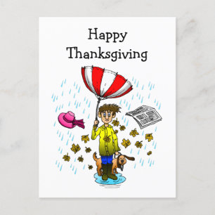 Rainy en Windy Happy Thanksgiving Briefkaart