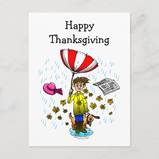 Rainy en Windy Happy Thanksgiving Briefkaart (Voorkant)