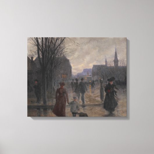 Rainy Evening on Hennepin Avenue, c.1902 Canvas Afdruk (Voorkant)