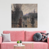 Rainy Evening on Hennepin Avenue, c.1902 Canvas Afdruk (Insitu (Woonkamer))