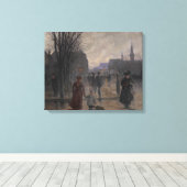 Rainy Evening on Hennepin Avenue, c.1902 Canvas Afdruk (Insitu (Houten vloer))