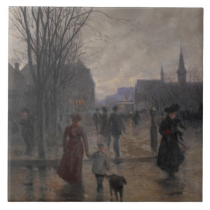 Rainy Evening on Hennepin Avenue, c.1902 Tegeltje