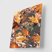 Rainy Fall Leaves Vierkante Klok (Hoek)