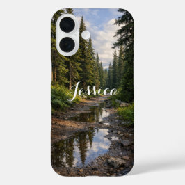 Rainy Forest Path Landscape Personalized iPhone 16 Hoesje