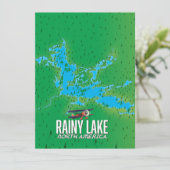 Rainy Lake Noordamerican Lake-kaart (Staand voorkant)