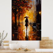 Rainy Nights, City Lights: Een mooie vrouw.. Poster (Keuken)