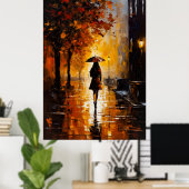 Rainy Nights, City Lights: Een mooie vrouw.. Poster (Thuiskantoor)