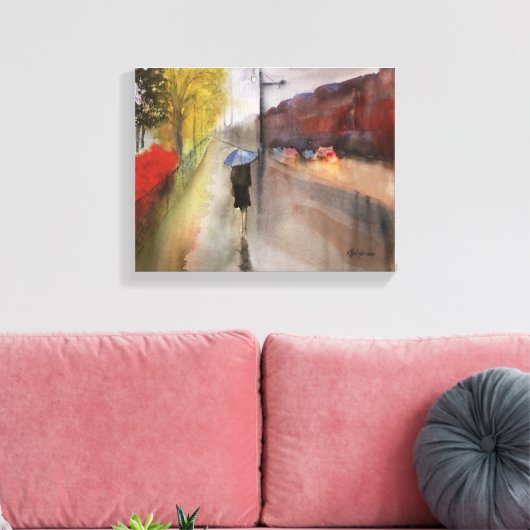 RAINY PARIS WATERVERF CANVAS PRINT (Insitu (Woonkamer))