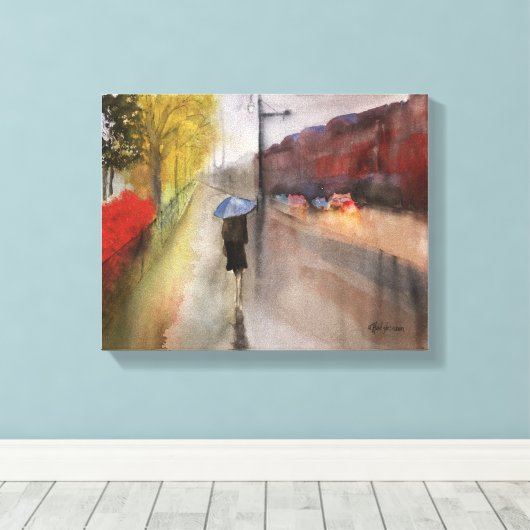 RAINY PARIS WATERVERF CANVAS PRINT (Insitu (Houten vloer))